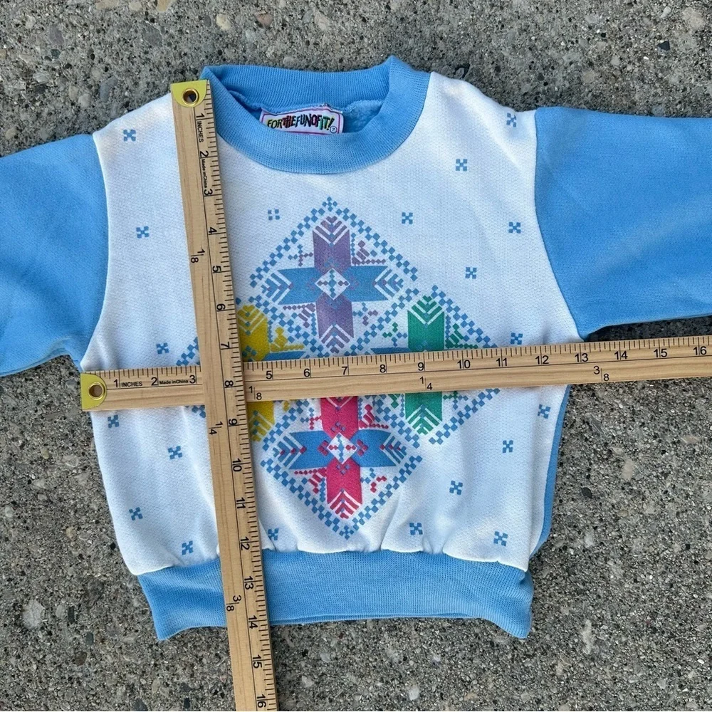 Vintage 1985 Kids Sweatshirt Size 7 Blue Retro 80s USA
